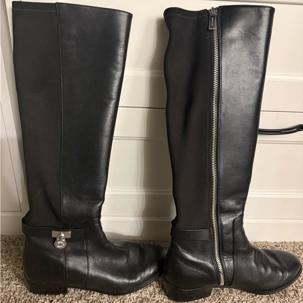 Michael Kors Black Knee High Leather Boots